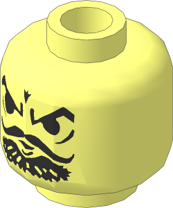 Minifig Head with Villain Black Facial Hair Pattern