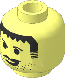 Minifig Head with Stubble, Moustache and Smirk Pattern