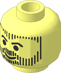 Minifig Head with Beard, Hair and Sideburns in Vertical Line Pattern