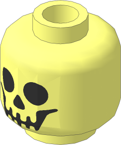 Minifig Head with Black Skull Type 1 (Smiling) (Blocked Hollow Stud) Pattern