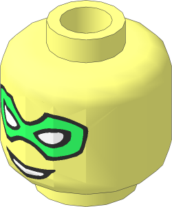 Minifig Head with Mask Br.Green with Eyeholes and Smile Pattern