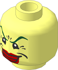 Minifig Head with Wide Smile, Red Lips and Crow's Feet Pattern
