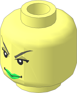 Minifig Head Female with Green Lips and Red Eyebrows Pattern