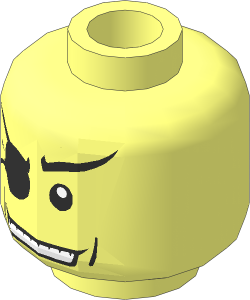Minifig Head with Monocle and Black Slanted Eyebrows Pattern