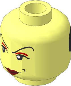 Minifig Head Female with Dark Red Lips, Smirk/Eyemask 2-Sided Pattern