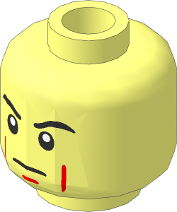 Minifig Head with Eyebrows, Cheeklines, Determined Pattern