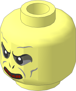 Minifig Head with HP Voldemort with Teeth and Nostrils Pattern