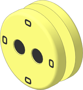 ~Minifig Head Round  1.8 x  1.8 Biscuit with Black and Metallic Silver Gears on Front and White Clockface on Back Pattern