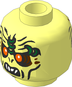 Minifig Head with LOTR Orc with Grey Hair Pattern