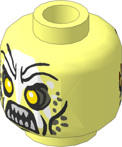 Minifig Head with LOTR Uruk-Hai Lurtz Scowl and White Hand 2-Sided Pattern