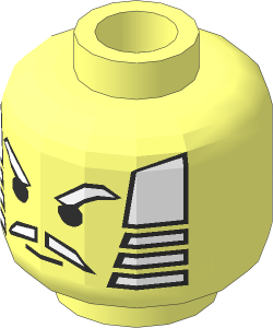 Minifig Head with White Hair, Eyebrows, and Moustache Pattern