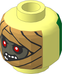 Minifig Head Mummy with 2 Eyes / Gold Death Mask 2-Sided Pattern