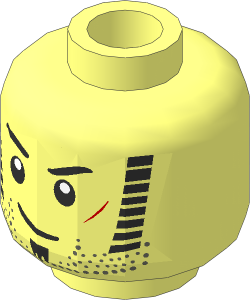 Minifig Head with Sideburns, Goatee, Beard Stubble, Scar Pattern