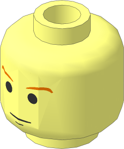 Minifig Head with SW Brown Eyebrows Pattern