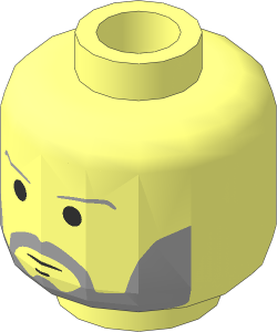Minifig Head with SW Grey Beard and Eyebrows Pattern