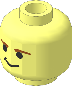 Minifig Head with SW Smirk and Brown Eyebrows Pattern