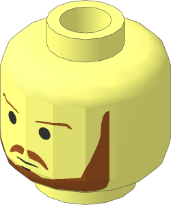 Minifig Head with SW Brown Eyebrows and Beard Pattern