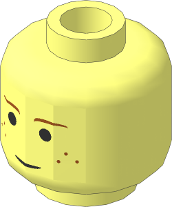 Minifig Head with SW Freckles and Thin Brown Eyebrows Pattern