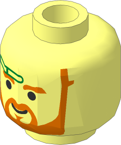 Minifig Head with Dark Orange Eyebrows, Trimmed Beard and Headset Pattern