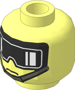 Minifig Head with SW Black Goggles and Chin Strap Pattern