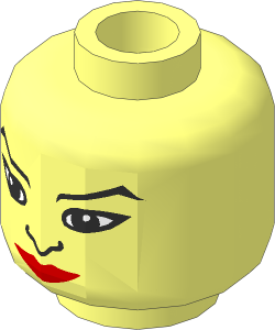 Minifig Head Female with Nose, Red Lips and Large Eyes Pattern