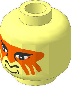 Minifig Head with Orange Painted Face Pattern
