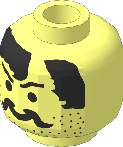 Minifig Head with Moustache, Stubble and Bald Hair Part Pattern