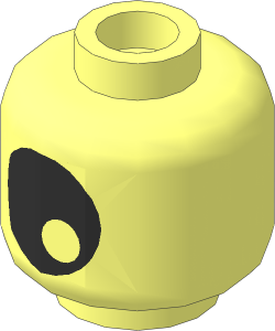 Minifig Head with Single Large Black Eye with Pupil Pattern