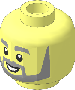 Minifig Head with Light Bluish Grey Thick Eyebrows and Angular Beard and Open White Mouth Pattern