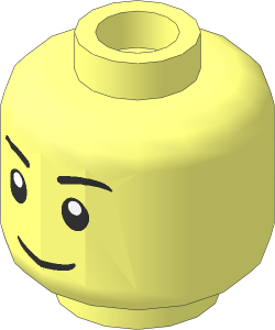 Minifig Head with Smile, Black Eyebrows and White Pupils Pattern (Hollow Stud)