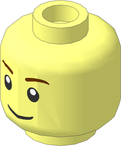 Minifig Head with Smile, Brown Eyebrows and White Pupils Pattern (Hollow Stud)
