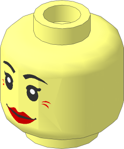 Minifig Head Female with Red Lips Annoyed / Smiling 2-Sided Pattern (Hollow Stud)
