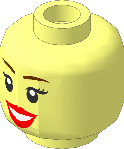 Minifig Head Female with Peach Lips, Smile, Brown Eyebrows Pattern (Hollow Stud)