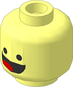 Minifig Head with Black Standard Eyes, Smiling with Tongue / Standard Grin 2-Sided Pattern
