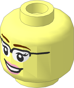 Minifig Head Female with Silver Glasses and Pink Lips Smiling Pattern