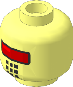 Minifig Head Robot with Red Visor and 9 Black Squares Mouth Pattern