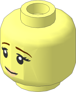 Minifig Head Female with Brown Eyebrows, Peach Lips, Pensive Smile / Scared 2-Sided Pattern