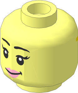 Minifig Head Female with Black Eyebrows, Pink Lips, Eyelashes / Sunglasses with Medium Lavender Frames 2-Sided Pattern