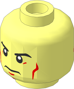 Minifig Head with Black Eyebrows and Cheek Lines 2-Sided Pattern