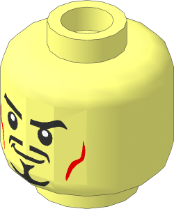 Minifig Head with Beard, Happy/Angry 2-Sided Pattern