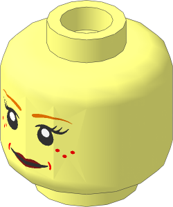 Minifig Head Female with DarkRed Lips, Open/Closed Mouth, Freckles 2-Sided Pattern