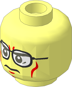 Minifig Head with Glasses, Grey Eyes, Eyebrows, Cheeks Pattern