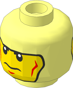 Minifig Head with Balaclava and Light Nougat Face, Cheek Lines, Frown/Clenched Teeth 2-Sided Pattern