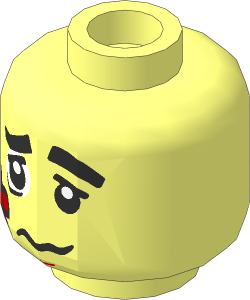 Minifig Head with Thick Black Eyebrows, Lavender Black Eye, Adhesive Bandage and Frown Pattern