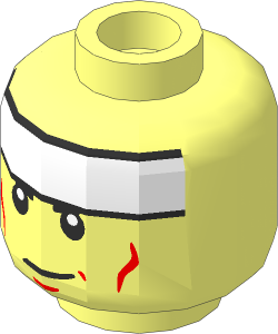 Minifig Head with White Headband and Nougat Cheek Lines, Smirk Pattern