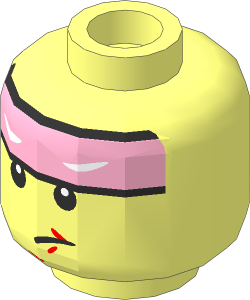 Minifig Head with Bright Pink Headband with White Squinted Batman Eyes Pattern