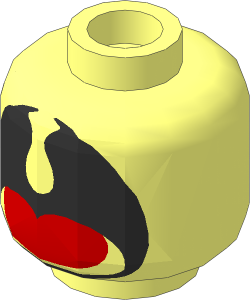 Minifig Head with Large Black Open Mouth with Uvula and Red Tongue Pattern