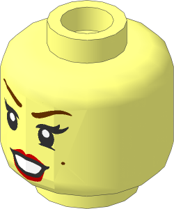 Minifig Head Female with Brown Eyebrows, Medium Nougat Lips and Brown Beauty Mark on Left Side Pattern