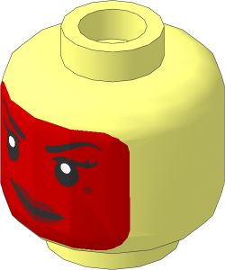 Minifig Head Female with Balaclava, Medium Nougat Face, Beauty Mark and Crooked Smile Pattern
