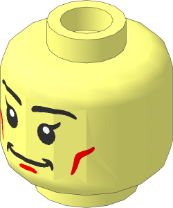 Minifig Head Female with Black Eyebrows and Eyes with Eyelash, Broad Grin Pattern